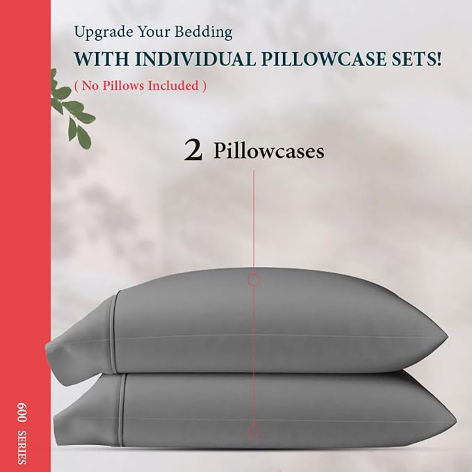 100% Egyptian Cotton King Pillow Case Set of 2 - Image 3