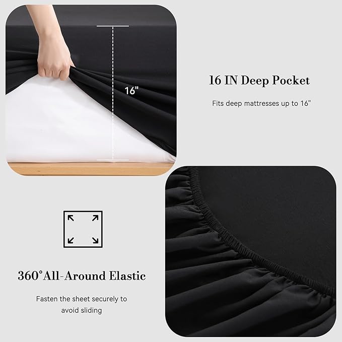 Queen Sheet Set 4 Pieces, Wrinkle Free, Oeko-Tex Certified - Image 3