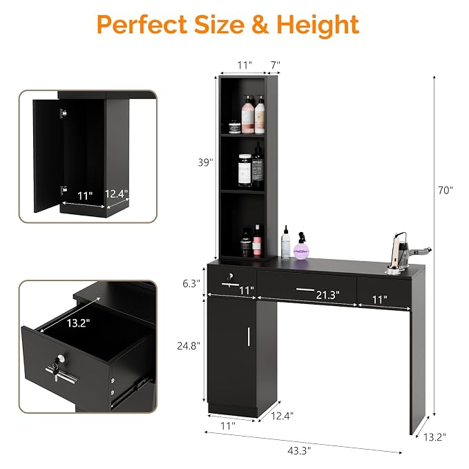OmySalon Salon Stations for Hair Stylist, Locking Barber Station Organizer - Image 6