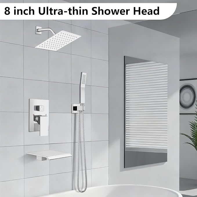 Midanya Shower System with Tub Spout, Bathtub Shower Faucet Set with Square - Image 2