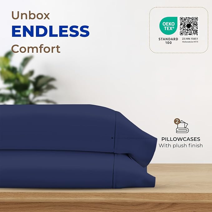 Thread Spread 100% Egyptian Cotton King Size Pillow Cases Set of 2 - Image 3
