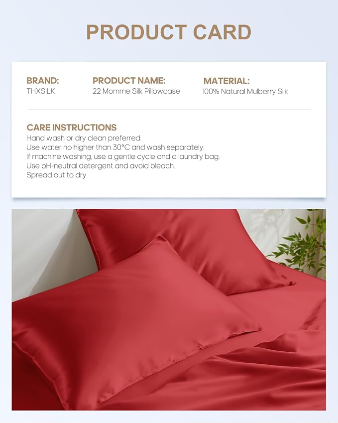 THXSILK Set of 2 100% Mulberry Silk Pillowcase - Image 8