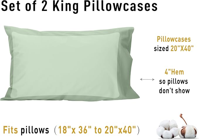 Sunflower King Pillowcases Set of 2, 100% Cotton King Size Pillow Cases 2 - Image 8