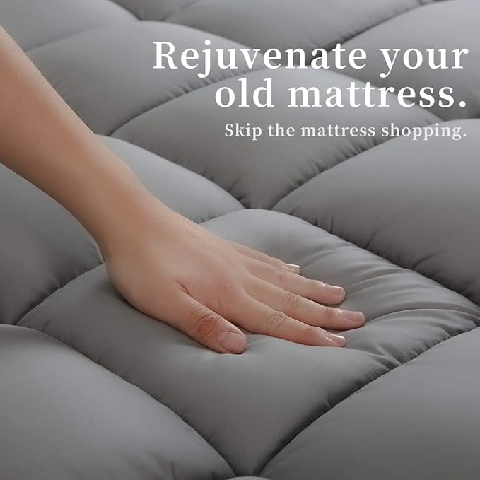 COONP King Mattress Topper, Extra Thick Pillowtop, Cooling Plush Mattress Pad - Image 5