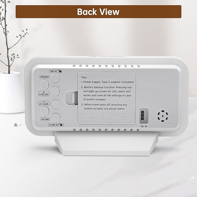 Peakeep Slim Digital Mirror Aesthetic Alarm Clock - Image 7