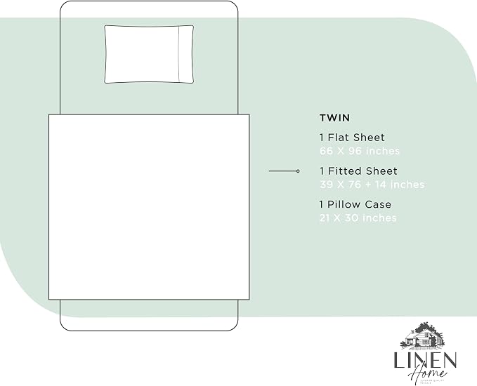 Linen Home 100% Cotton Percale Sheets Twin Size, Pastel Turk, Deep Pocket - Image 6
