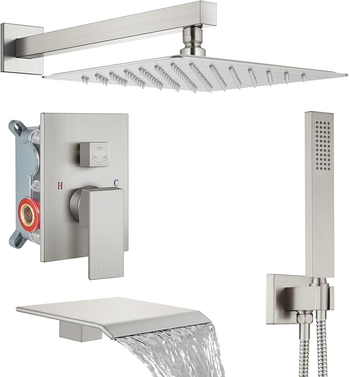 Midanya Shower System with Tub Spout, Bathtub Shower Faucet Set with Square by Midanya