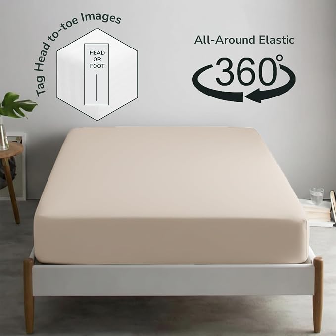 Feather & Stitch Fitted Bottom Sheet Only King Size 500 TC-1 Piece 100% Cotton - Image 4