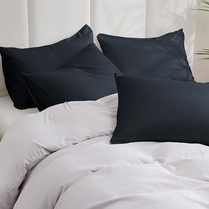 ZPECC Black Pillow Cases Queen Size Set of 4, 20x30 Envelope Closure Pillowcases - Image 2
