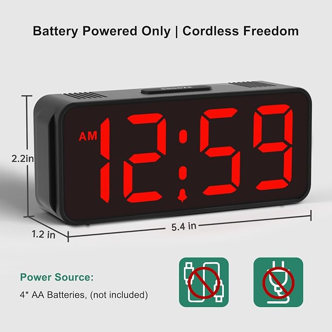 Peakeep Small Battery Powered Digital Alarm Clocks - Image 3