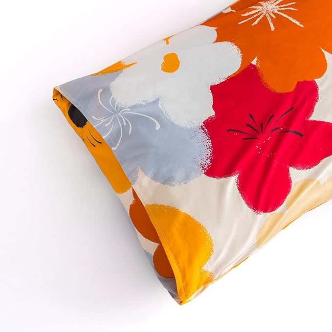 SUSYBAO Orange Flower Duvet Cover King 100% Cotton Burnt Orange Floral Duvet - Image 6