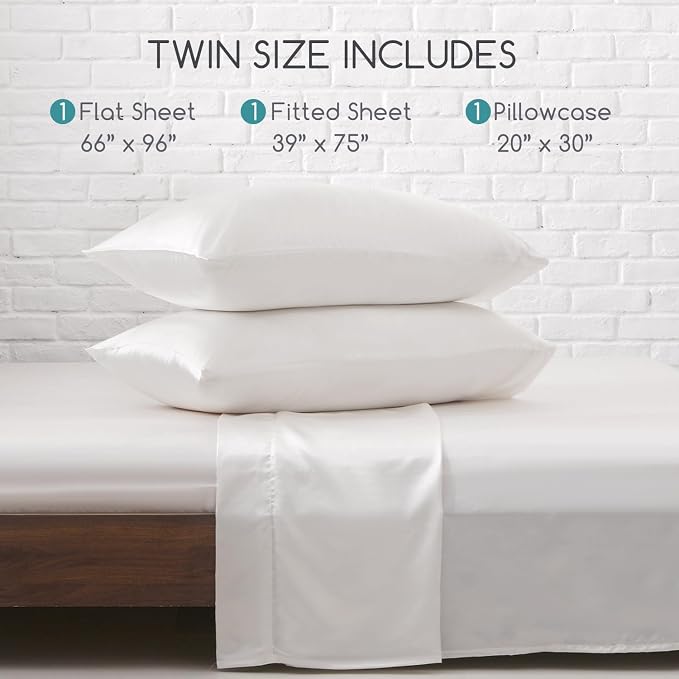 MR&HM Satin Bed Sheets, Twin Size Sheets Set - Image 2