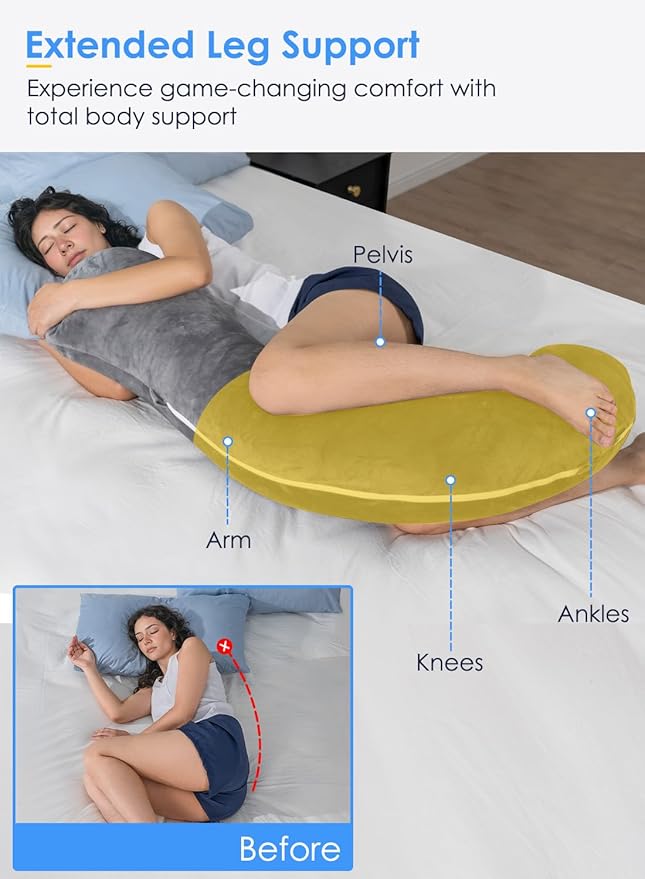 QUEEN ROSE Body Pillow for Side Sleepers, Soft Comfort S Shaped Hug Pillow for - Image 3