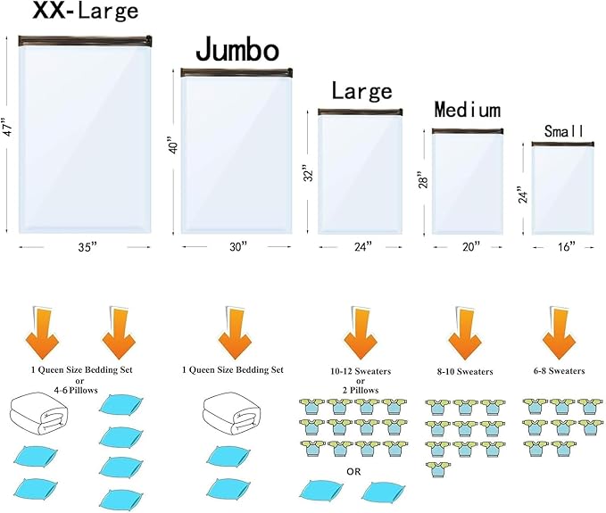 GONGSHI Vacuum Seal Bags for Clothing Travel & Home Storage, Travel Vacuum Bags - Image 2
