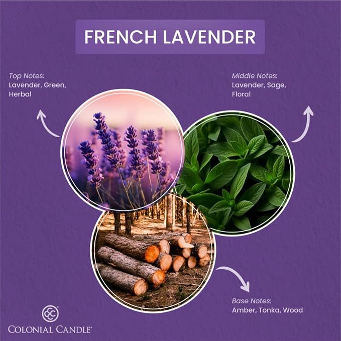 Colonial Candle French Lavender Scented Jar Candle, 2 Wick, 3.5 oz, Mottled Wax - Image 2