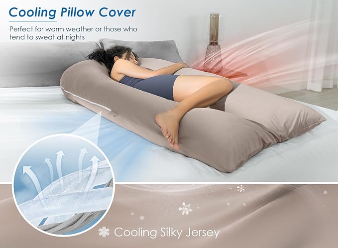 QUEEN ROSE Extra Long U Shaped Body Pillow, Cooling Pregnancy Pillows - Image 5