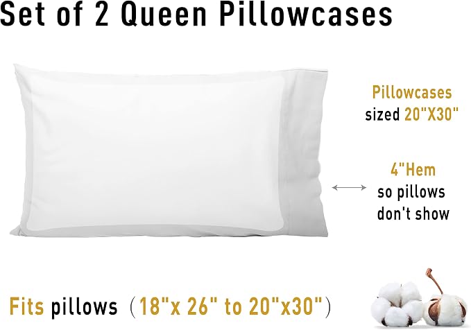 Sunflower Queen Pillowcases Set of 2, 100% Cotton Queen Pillow Cases 2 - Image 8