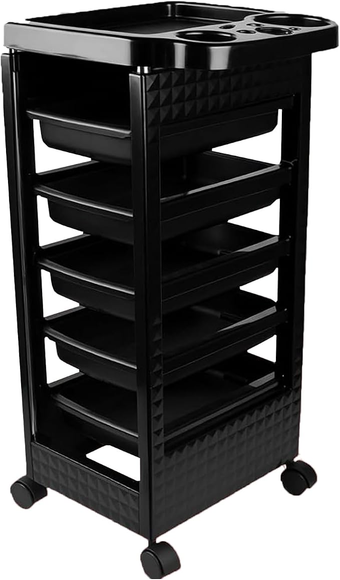 Salon Trolley Cart with Wheels & 5 Drawers, Salon Rolling Stations by Roixeeds