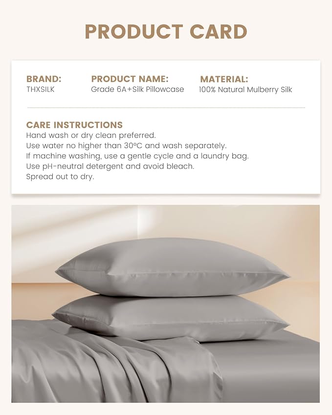 THXSILK Set of 2 100% Mulberry Silk Pillowcases - Image 8
