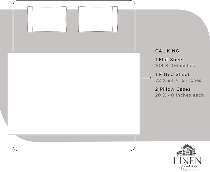 Linen Home 100% Cotton Percale Sheets California King Size, Deep Pocket - Image 6
