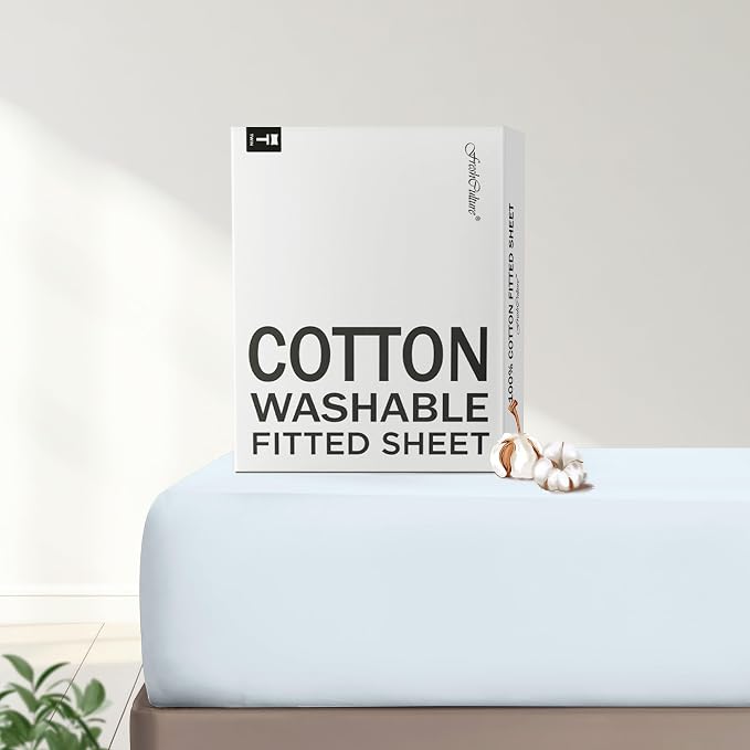 FreshCulture Pure Cotton Fitted Sheets Twin XL Size, 300 Thread Count Percale by FreshCulture