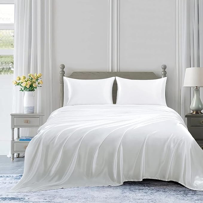 Homiest White Satin Twin Flat Sheet - Image 5