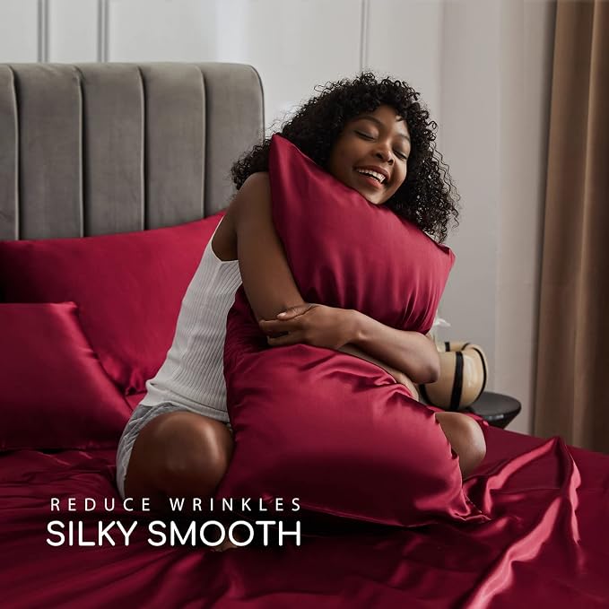 MR&HM Satin Bed Sheets, Queen Size Sheets Set - Image 3
