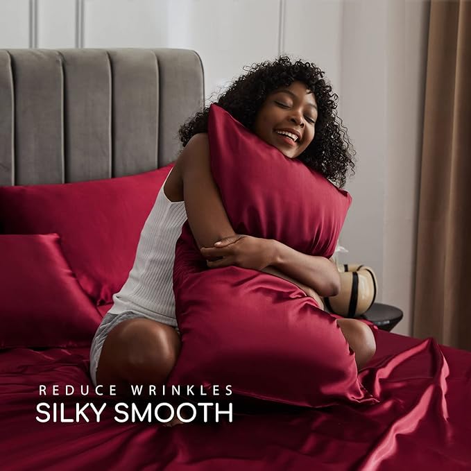 MR&HM Satin Bed Sheets, King Size Sheets Set - Image 3