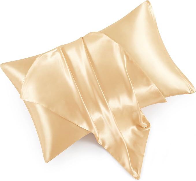 Satin Pillowcases with Zipper （20x26）, Standard Size Pillowcases Set of 2 by HommxJF