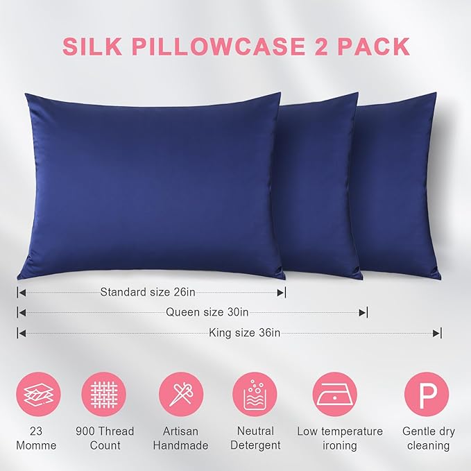 100% Silk Pillowcase 2 Pack for Hair and Skin, Both Sides 23 Momme Grade 6A+ - Image 6