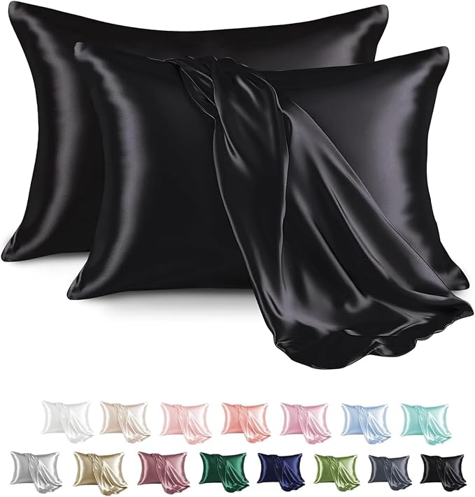 MR&HM Satin Pillowcase for Hair and Skin, Silk Satin Pillowcase 2 Pack by MRHM