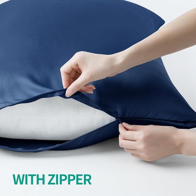 Bamboo Viscose Zippered Pillow Cases King Size Set of 2, 400 Thread Count - Image 2