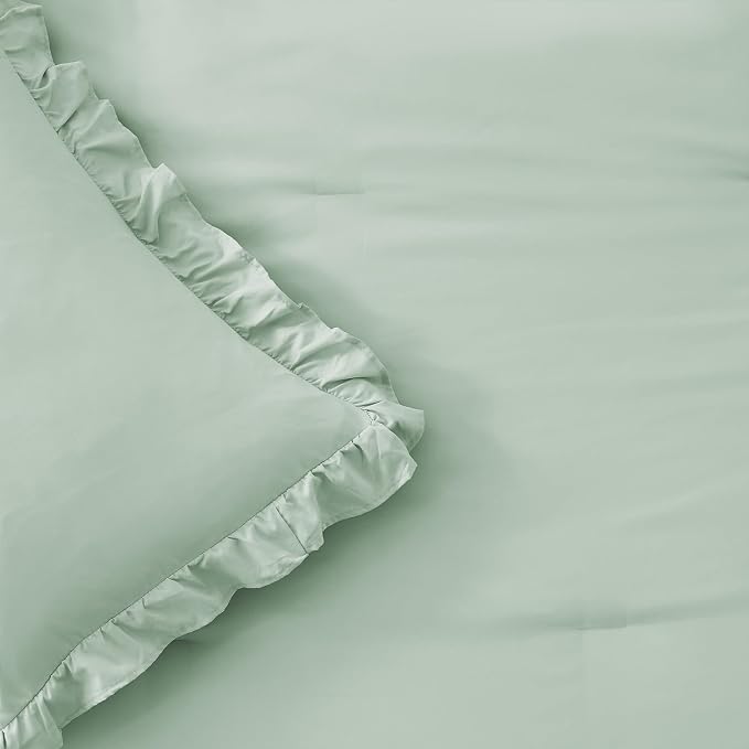 FUANNA Queen Comforter Set Sage Green, 3 Pieces Ruffle Queen Bed Set, Fluffy - Image 8