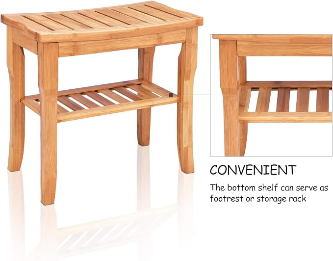 Giantex Bamboo Shower Bench Seat - Image 6