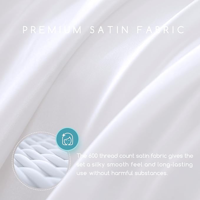 MR&HM Satin Bed Sheets, King Size Sheets Set - Image 2
