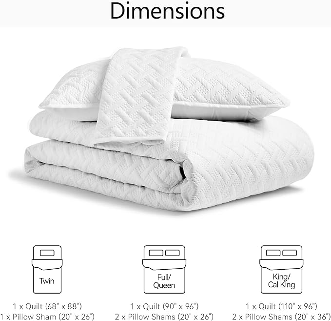 FLYMME Queen Quilt Bedding Set White Lightweight Bedspreads Full Size, Modern - Image 7