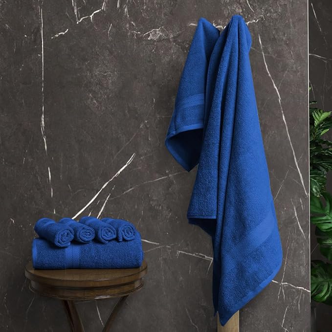 Avalon Towels Luxury 8 Piece Blue Towels Set, 2 Bath Towels, 2 Hand Towels and - Image 4
