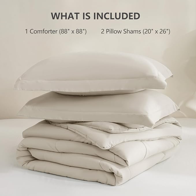 CozyLux Queen Size Comforter Sets Beige - Image 6