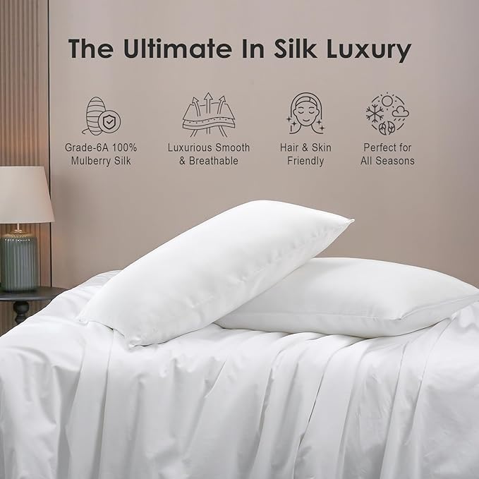 Cobnom Pure Mulberry Silk Pillowcases Set of 2, King Size - Image 2