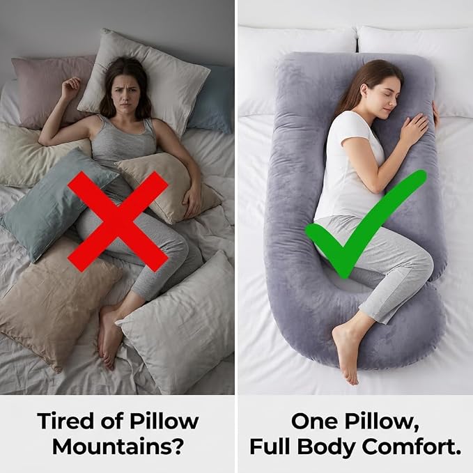 U-Shaped Full Body Pillow for Adults, Maternity Pregnancy Pillow - Image 3