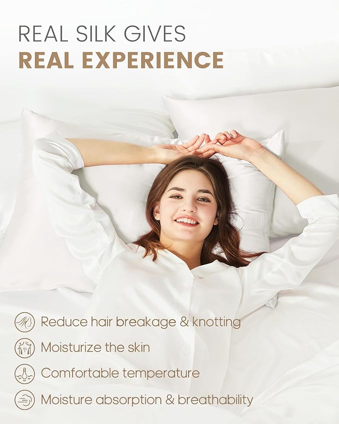 THXSILK Set of 2 100% Mulberry Silk Pillowcase - Image 3