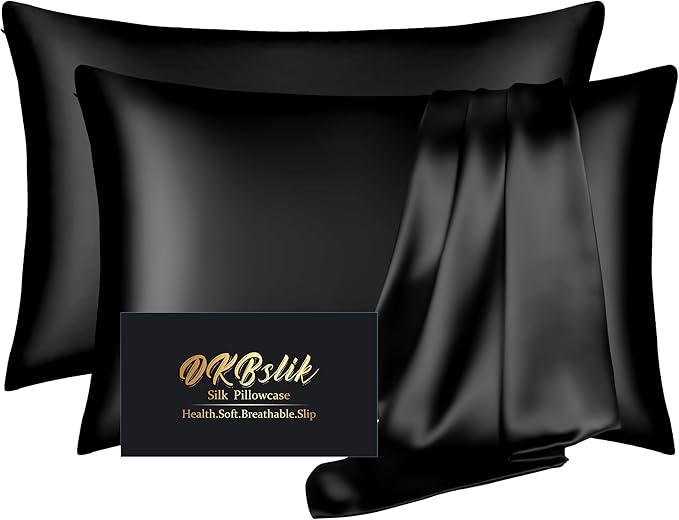 Silk Pillowcase 2 Pack, Mulberry Silk Pillow Cases Queen Size Set of 2 by HOME