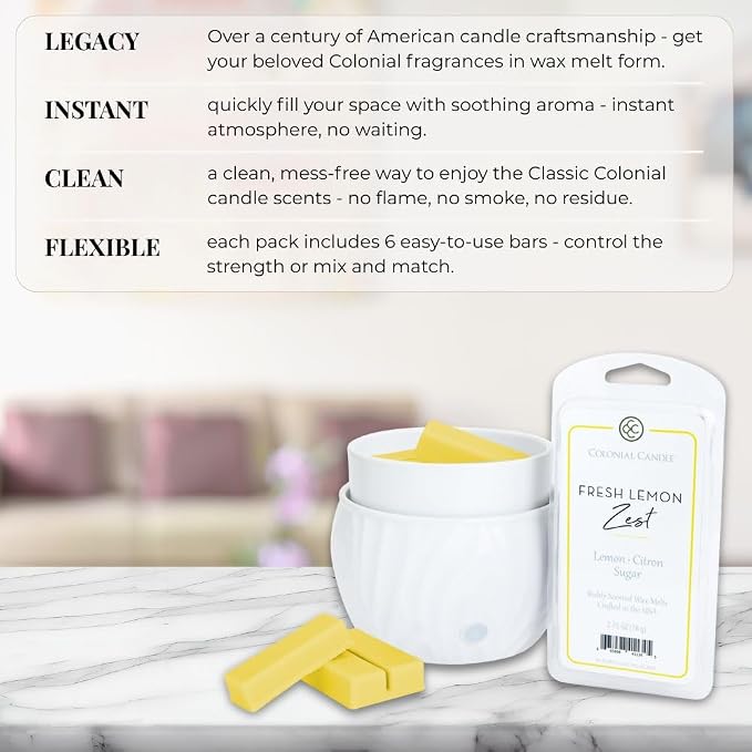 Colonial Candle Fresh Lemon Zest Scented Wax Melts, Wax Melt Warmer Cubes - Image 5