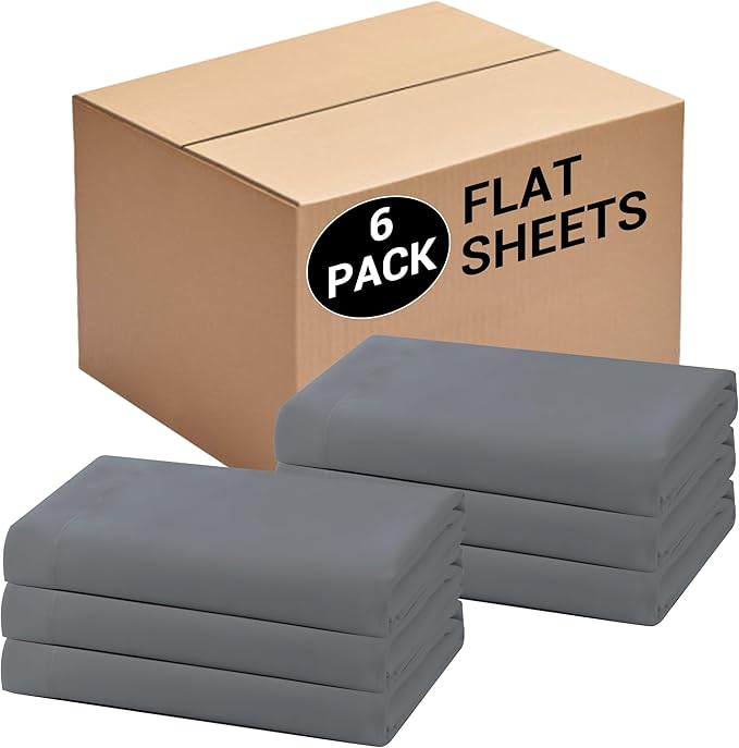 Bulk Twin Flat Sheets Only, 6 Pack Quick Sort Top Bed Sheet, Color-Coded Label by Culve