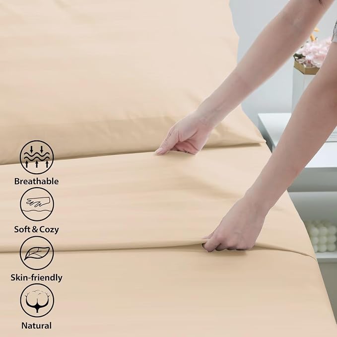 2-Pack Cotton Twin Flat Sheet Only, 600 Thread Count 100% Egyptian Cotton Top - Image 3