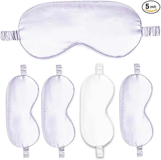 Sleep Masks 5PACK Silk Eyes Cover Satin Eye Mask Silky Blackout Soft Blindfold by WJingYiJia