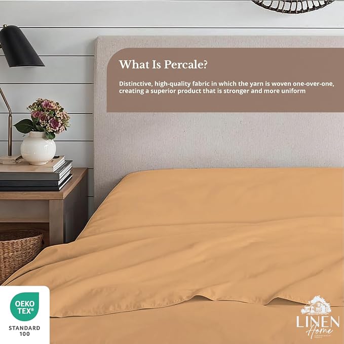 Linen Home 100% Cotton Percale 1 Flat Sheet, Twin Size - Image 4
