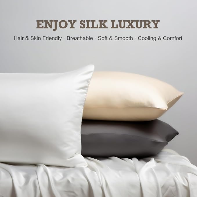 BPC 100% Mulberry Silk Pillowcases 2 Pack, Grade 6A ClimaSilk™ Silk Pillow - Image 5