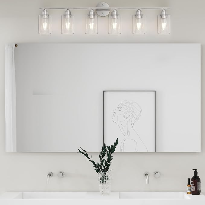 Espird Bathroom Vanity Light Fixtures Brushed Nickel, 6 Lights Bathroom Over - Image 8