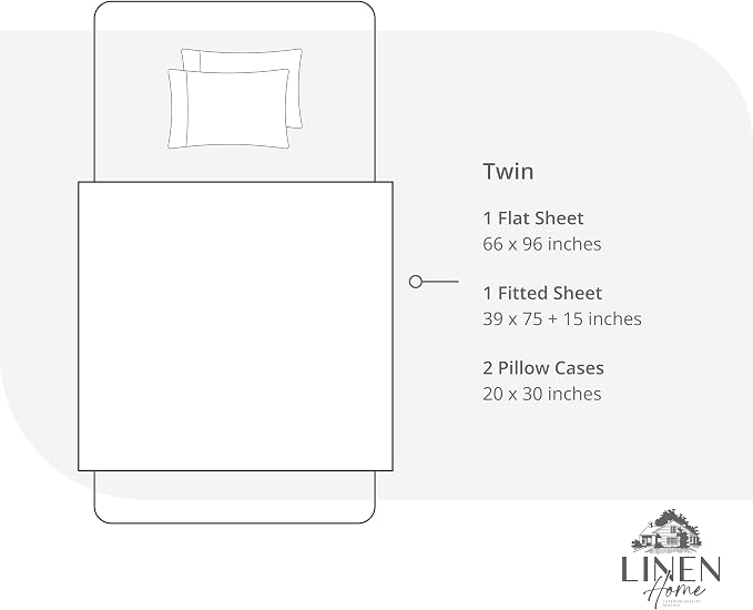 Linen Home 100% Cotton Percale Sheet Set, Twin Size, Snow White, Deep Pocket - Image 6
